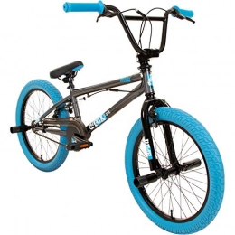 deTOX Fahrräder deTOX Rude 20 Zoll BMX Fahrrad Bike Freestyle Street Park Rad Modell 2019 Anfänger ab 140 cm 4 x Stahl Pegs 360° Rotor (grau / blau)