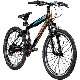 Geroni Fahrräder Jugendfahrrad 24 Zoll Mountainbike Fahrrad 24" Geroni Magnum Hardtai MTB Jugend (schwarz / orange / blau, 36 cm)