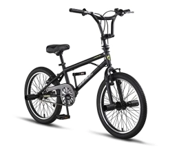 Licorne Bike Fahrräder Licorne Bike Jump Premium BMX 360° Rotor-System, 4 Stahl Pegs, Kettenschutz, Freilauf (Schwarz / Gelb, Freestyle)