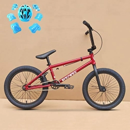 ZZD BMX ZZD BMX Kid's Bike, 18-Zoll-U-förmiges Fahrrad aus Kohlenstoffstahl mit 25-Tonnen-Kettenblatt und 9-Tonnen-Freilauf für Kinder zwischen 120 und 140 Jahren, Rot