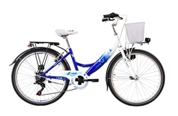 T&Y Trade Fahrräder 24 Zoll Kinder City Mädchen Fahrrad Mädchenfahrrad Kinderfahrrad 6 Shimano Gang Beleuchtung STVO Rad Bike Flair Blau
