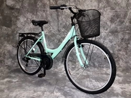 generisch Fahrräder 26 Zoll Damencityrad 21-Gang Shimano Kettenschaltung, Gepäckträger, Licht und Korb NEU 2608-MINT
