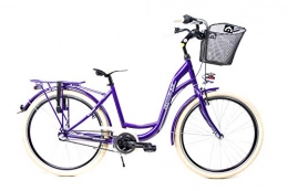 SPRICK Fahrräder 26 Zoll Fahrrad City Damen Bike Shimano 3 Gang mit Rücktritt und Korb Lila Glanz