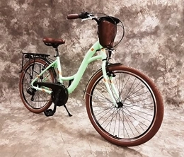 generisch Fahrräder 28 Zoll ALU Damen City Rad 21-Gang Shimano Kettenschaltung, Gepäckträger, Abnehmbarer Tasche und Licht NEU 2815-MINT