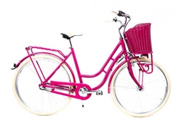 Unbekannt Fahrräder 28 Zoll Damen City Bike Retro Fahrrad Korb Shimano Nexus 3 Gang Nabendynamo Gel Sattel pink RH 54cm