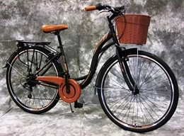 generisch Fahrräder 28 Zoll Damencityrad 21-Gang Shimano Kettenschaltung, Gepäckträger, Licht und Korb NEU 2810-SCHWARZ
