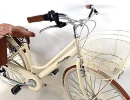 Adriatica City Adriatica Fahrrad Citybike 28″ Damen Aluminium Schaltknauf 6 Geschwindigkeit + Papierkorb und Taschen - Color Beige