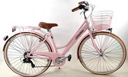 Adriatica City Adriatica Fahrrad Damen Aluminium “Retroshorts” 28″ mit Schaltung + Korb Vorderseite Überzogen / Rosa
