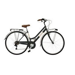 AIRBICI Fahrräder Airbici 603AC Damenfahrrad Citybike 28 Zoll | Fahrrad Damen Retro Cityräder City Bike 6-Gang, Stahlrahmen, Schutzbleche, LED-Licht und Gepäckträger | Fahrrad für Mädchen und Damen (Schwarz)
