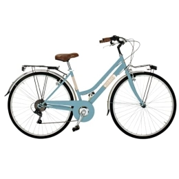 AIRBICI Fahrräder Airbici Damenfahrrad Citybike 28 Zoll | Fahrrad Damen Retro Cityräder City Bike 6-Gang, Stahlrahmen, Schutzbleche, LED-Licht und Gepäckträger | Fahrrad für Mädchen und Damen (Blau)