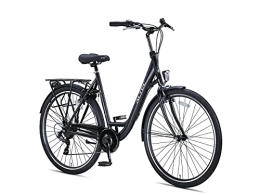 Altec Fahrräder ALTEC Metro | Damenfahrrad 28 Zoll 55 cm Cityräder Stahlrahmen Aliminum Felgen Shimano 7 Gänge Fahrrad für Mädchen, Jungen, Herren und Damen City Bike (Schwarz)