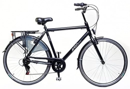 amiGO City Amigo Moves Citybike für Herren, 28 Zoll, geeignet für 170 – 175 cm, Shimano 6-Gang-Schaltung, Citybike mit Handbremse, Klingel, Ständer und Lichter, Schwarz
