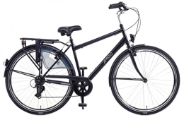 amiGO City Amigo Style - Cityräder für Herren - Herrenfahrrad 28 Zoll - Geeignet ab 170-175 cm - Shimano 6 Gang-Schaltung - Citybike mit Handbremse, Beleuchtung und fahrradständer - Schwarz / Grau