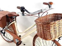 CSM Fahrräder Angebot - Weihnachtsgeschenk Idee 2019 / Fahrrad Damen Vintage mit Taschen & Papierkorb einschlielich - shifter Shimano 6 Geschwindigkeit Farbe Creme retro Old-Time - Geschenk