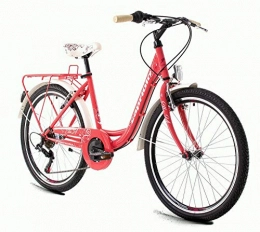 breluxx® 24 Zoll Damenfahrrad Mädchenrad Schulfahrrad Citybike Ella pink - 6 Gang Shimano + Gepäckträger + Beleuchtung nach StVo - Modell 2020