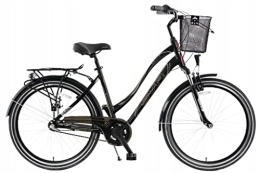 breluxx City breluxx® 26 Zoll ALU Damenfahrrad SVR Rücktrittbremse + Nabenschaltung Citybike - Black, mit Korb
