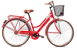 breluxx City breluxx® 28 Zoll Damenfahrrad Amsterdam, Nexus 3 Gang Nabenschaltung, Rücktrittbremse, Citybike mit Korb + Beleuchtung, Retro Bike, rot - Modell 2020
