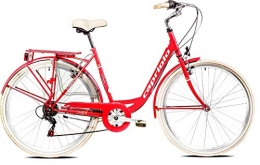 breluxx City breluxx 28 Zoll Damenfahrrad Diana Tour Citybike, rot mit Gepcktrger + Licht, weie Reifen, 6 Gang Shimano Kettenschaltung, Made in EU