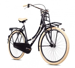 breluxx City breluxx® 28 Zoll Damenfahrrad Hollandrad Transporter mit Nabenschaltung, Gepäckträger + Licht, schwarz beige