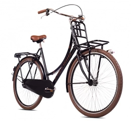 breluxx Fahrräder breluxx® 28 Zoll Damenfahrrad Hollandrad Transporter mit Nabenschaltung, Gepäckträger + Licht, schwarz braun