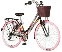 breluxx City breluxx® 28 Zoll Damenfahrrad Venera Fashion Bonbon Citybike mit Korb + Licht Retro Damenrad, 6 Gang Shimano, rosa Reifen