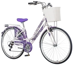 breluxx City breluxx® 28 Zoll Damenfahrrad Venera Fashion Lavendel Citybike mit Korb + Licht, Retro Bike, 6 Gang Shimano