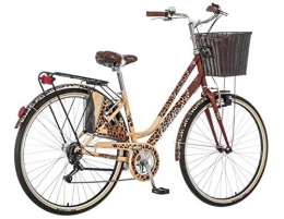 breluxx City breluxx® 28 Zoll Damenfahrrad Venera Fashion Leopard Citybike mit Korb + Licht, Retro Bike, 6 Gang Shimano, Modell 2020