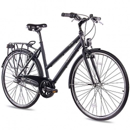 CHRISSON Fahrräder CHRISSON 28 Zoll Citybike Damen - City One schwarz 50 cm - Damenfahrrad mit 3 Gang Shimano Nexus Nabenschaltung - praktisches Cityfahrrad für Frauen