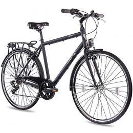 CHRISSON Fahrräder CHRISSON 28 Zoll Citybike Herren - City One schwarz matt 53 cm - Herrenfahrrad mit 7 Gang Shimano Tourney Kettenschaltung - praktisches Cityfahrrad für Männer