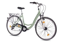 CHRISSON Fahrräder CHRISSON 28 Zoll Damen City Bike - Relaxia 1.0 Mint grün - Damenfahrrad mit 6 Gang Shimano Tourney Kettenschaltung und Nabendynamo, Cityfahrrad mit Zoom Federgabel
