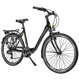 Leaderfox Fahrräder Citybike 26 Leader Fox Houta 2023 Damen Schwarz 7V Aluminiumrahmen 17 Zoll (Erwachsenengröße 165 bis 173 cm)