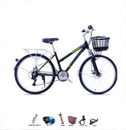 GUI City Cityräder Fahrrad Stadtauto bequem und leicht Pendeln 21-Gang 26-Zoll-Aluminiumlegierung Männer und Frauen Studenten Retro Erwachsenen Fahrrad mit Deckel Korb Rücksitz