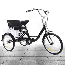 Aohuada Fahrräder Dreirad Erwachsene 3 Rad Fahrrad Cityräder 20 Zoll Einzelne Geschwindigkeit Cargo Erwachsenendreirad Cruiser mit Kindersitz und Korb Für Außen Sports