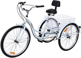 Generic Fahrräder Dreirad Für Erwachsene 26 Zoll 7 Geschwindigkeit 3 Rad Fahrrad Dreirad Tricycle mit Korb Rahmen aus Aluminiumlegierung