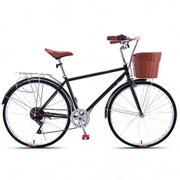 LWZ City Fahrradkörbe für Erwachsene für Männer Damen Pendlerfahrrad 7-Gang 26-Zoll-Classic Light Comfort Stahlrahmen Road City Bicycle