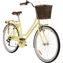 Galano Fahrräder Galano 26 Zoll Cityrad Belgravia 6 Gang Damenfahrrad Mädchenrad Citybike mit Korb, Farbe:Gelb, Rahmengrösse:18 Zoll
