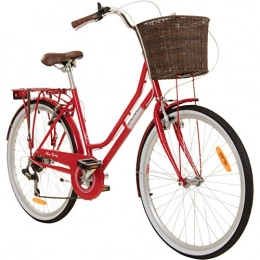 Galano Fahrräder Galano 26 Zoll Cityrad Belgravia 6 Gang Damenfahrrad Mädchenrad Citybike mit Korb, Farbe:rot, Rahmengrösse:18 Zoll