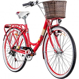 Galano Fahrräder Galano Bella 700c Damenrad 28 Zoll Hollandrad Stadtrad Fahrrad Citybike Damenfahrrad 6 Gang (rot, 48 cm)