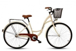Polbaby City Goetze 26 Zoll Eco Damenfahrrad Herrenfahrrad Citybike Retro Fahrrad Cream-Cream + metallkorb