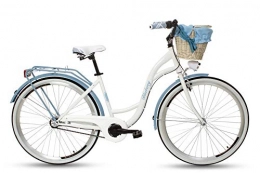 Goetze Fahrräder Goetze Blueberry 28 Zoll Damen Citybike Stadtrad Damenfahrrad Damenrad Hollandrad Retro-Design 3-Gang Korb Hinterradbremse LED-Beleuchtung Blau