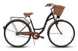 Goetze Fahrräder Goetze Eco Vintage Citybike Hollandrad Damenfahrrad Stahl Gestell Tiefeinsteiger 26 Zoll Alu Räder mit Rücktrittbremsen 1 Gang ohne Schaltwerk Weiden Korb Inklusiv!