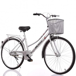 GOLDGOD Fahrräder GOLDGOD Gemütlich Mädchen-Citybike, Frauenstrand Cruiser Bikes Mit Frontkorb Und Kohlenstoffstahlrahmen Damenfahrrad, Doppelbremsen Vorne Und Hinten, 26 inch