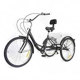 HaroldDol Fahrräder HaroldDol Dreirad für Erwachsene 24 Zoll 7 Geschwindigkeit 3 Rad Fahrrad Dreirad mit Korb und Rückenlehne (Schwarz)