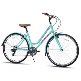 HILAND Cityräder Pendler Shimano 7-Gang für Mädchen Frauen Komfortable Retro FahrradMintgrün