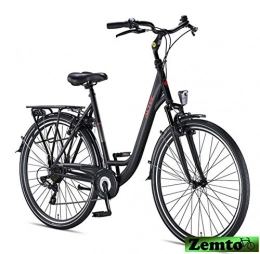 Hooptec Fahrräder Hooptec Damen Citybike Verona 28 Zoll 7 Gang 49 cm schwarz-matt