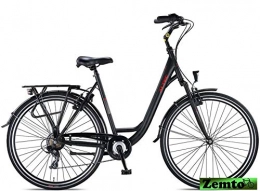 Hooptec Fahrräder Hooptec Damen Citybike Verona 28 Zoll 7 Gang 55 cm schwarz-matt