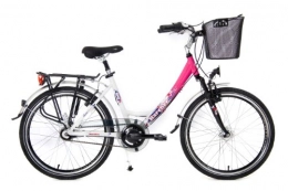Karcher Fahrräder Karcher Mädchen Alu-City Mono Fahrrad, 7-Gang Rücktrittbremsnabe mit Shimano-Nabendynamo und Federgabel, weiß / pink, Rahmenhöhe: 36 cm, Reifengröße: 24 Zoll (61 cm), 280217