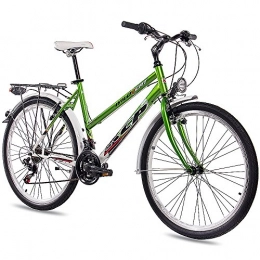 KCP Fahrräder KCP 26 Zoll City Bike Damenrad WILD CAT mit 18G Shimano Weiss grün
