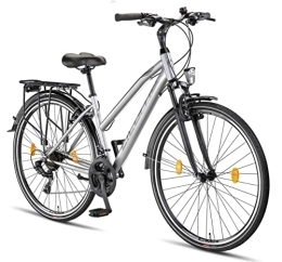 Licorne Bike City Licorne Bike Premium TrekkingBike in 28 Zoll - Fahrrad für Herren, Jungen, Mädchen und Damen - Shimano 21 Gang-Schaltung - Citybike - Männerfahrrad - L-V-ATB - Grau / Schwarz