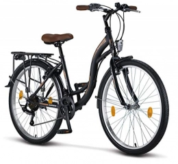 Licorne Bike City Licorne Bike Stella Premium City Bike in 26 Zoll - Fahrrad für Mädchen, Jungen, Herren und Damen - Shimano 21 Gang-Schaltung - Hollandfahrrad - Schwarz